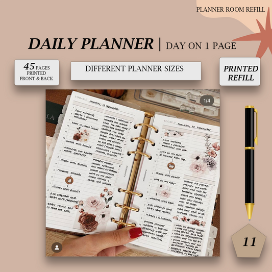 PRINTED daily planner, day on 1 page