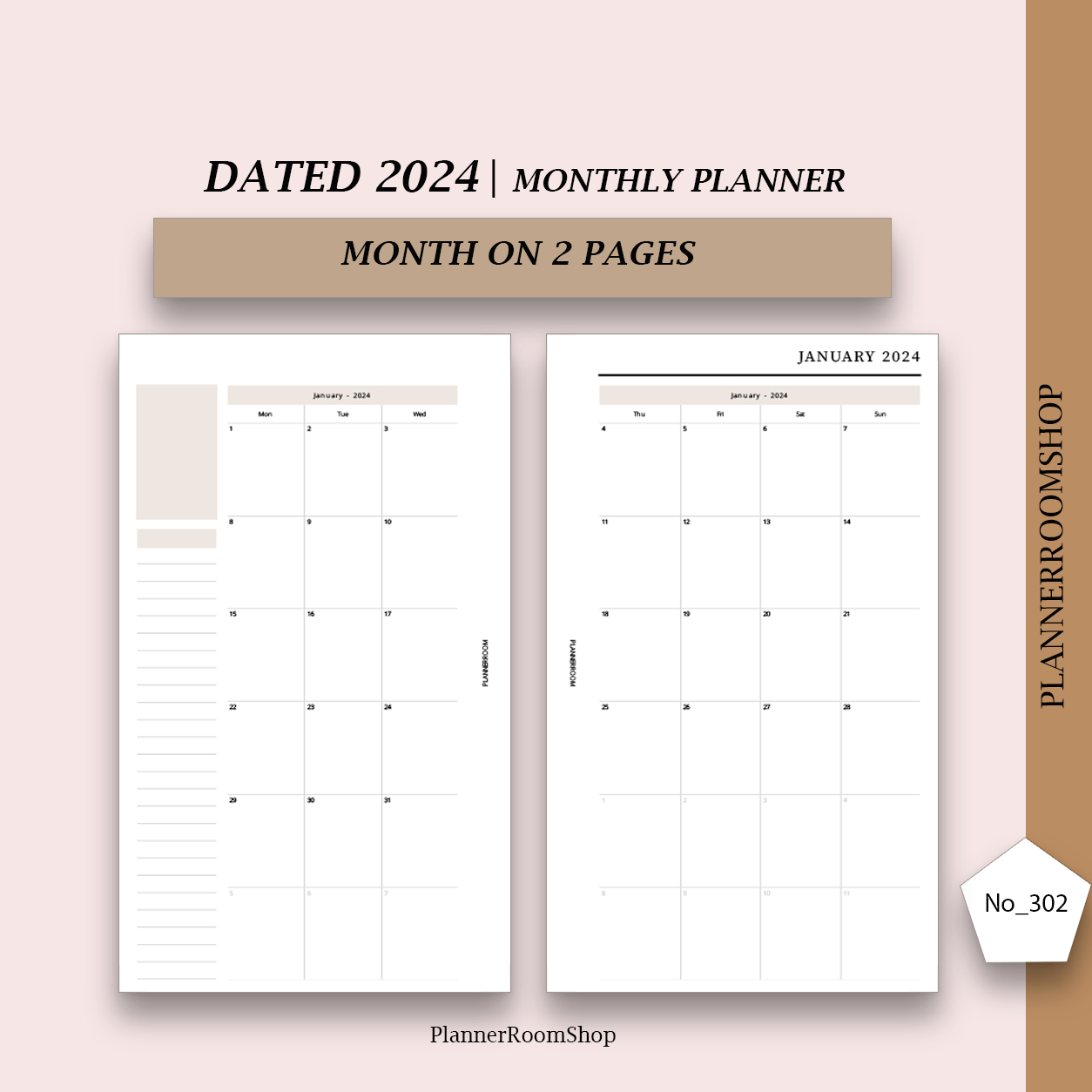 PRINTABLE 2024 dated monthly planner (302)
