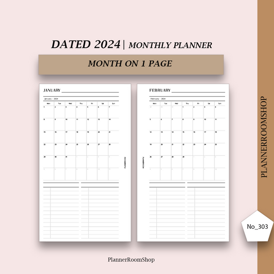PRINTABLE 2024 Dated Monthly planner (MO1P - 303)
