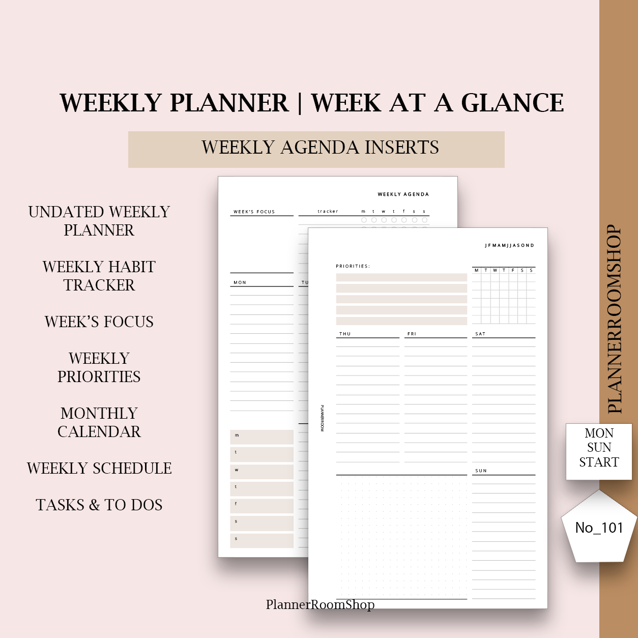Weekly planner | printable inserts - 101