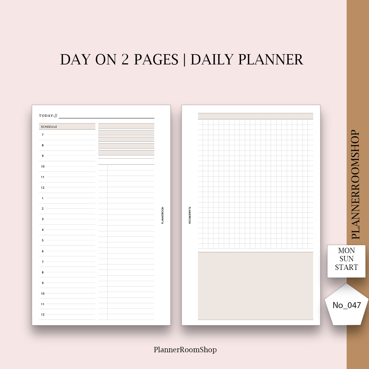 Day on 2 pages | Printable planner - 047