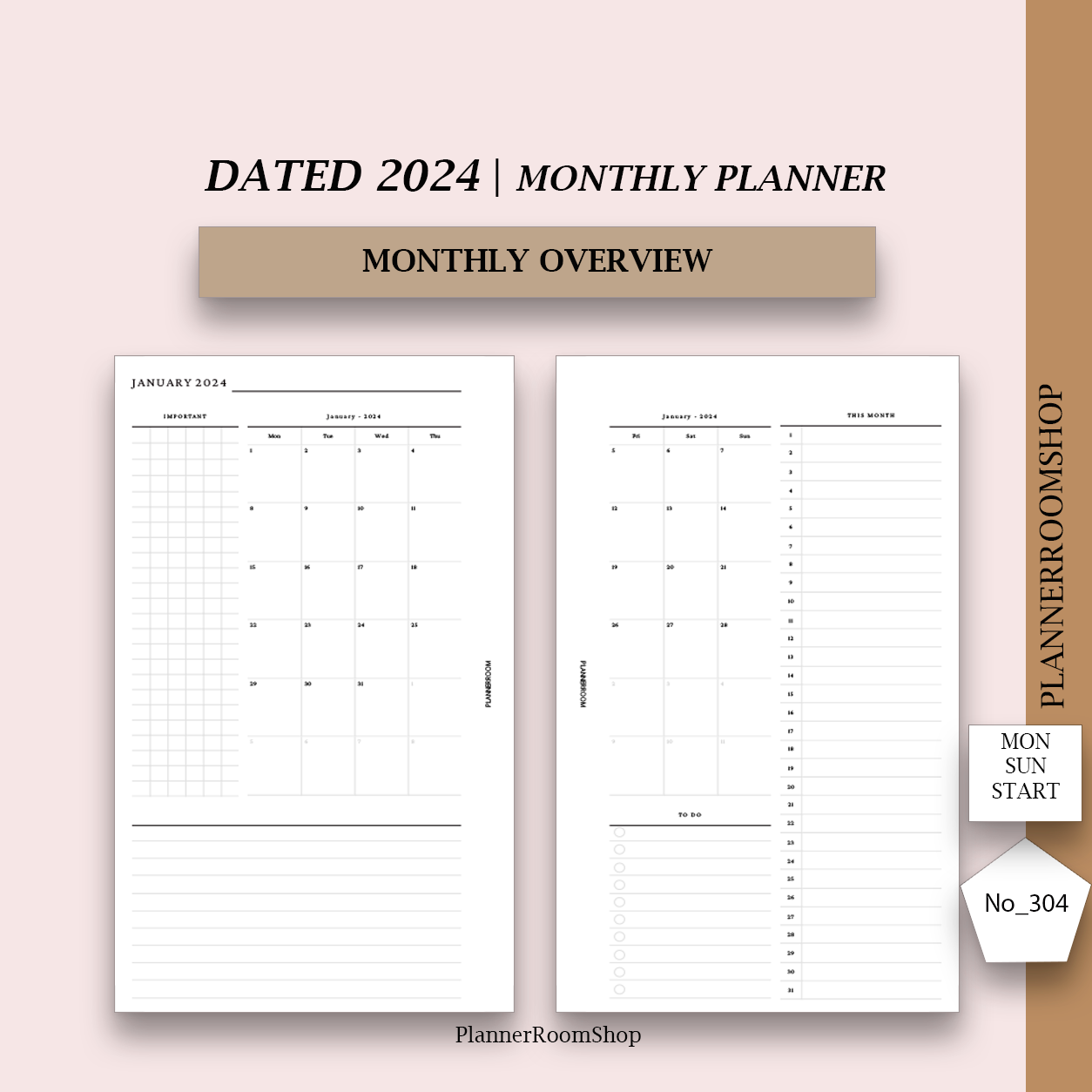 PRINTABLE 2024 dated monthly planner (304)