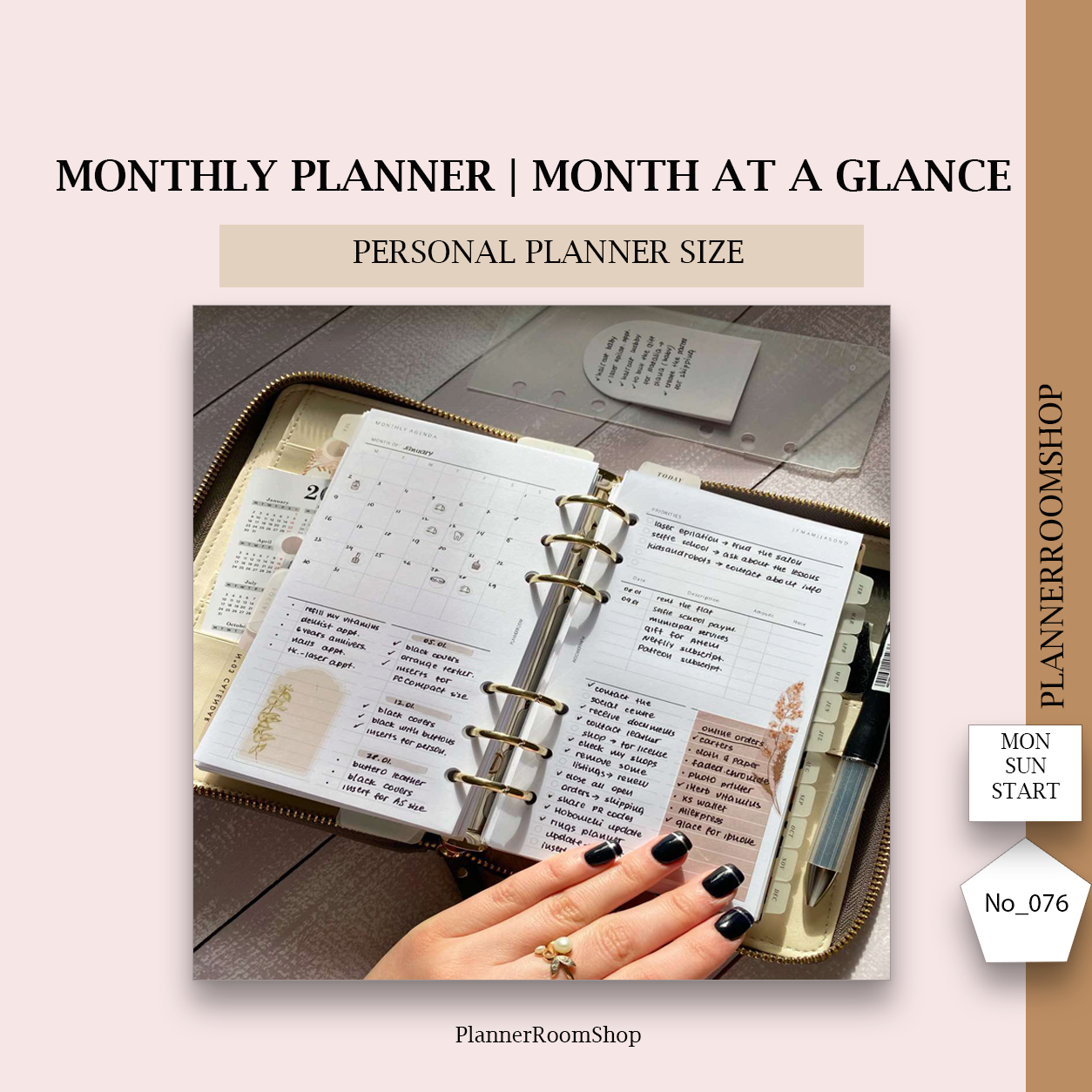 Monthly planner | Printable inserts - 076