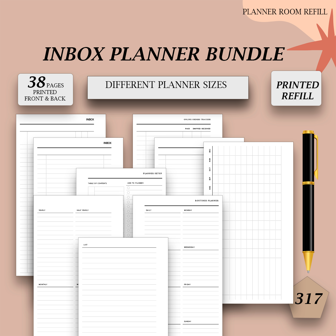 PRINTED Inbox planner bundle