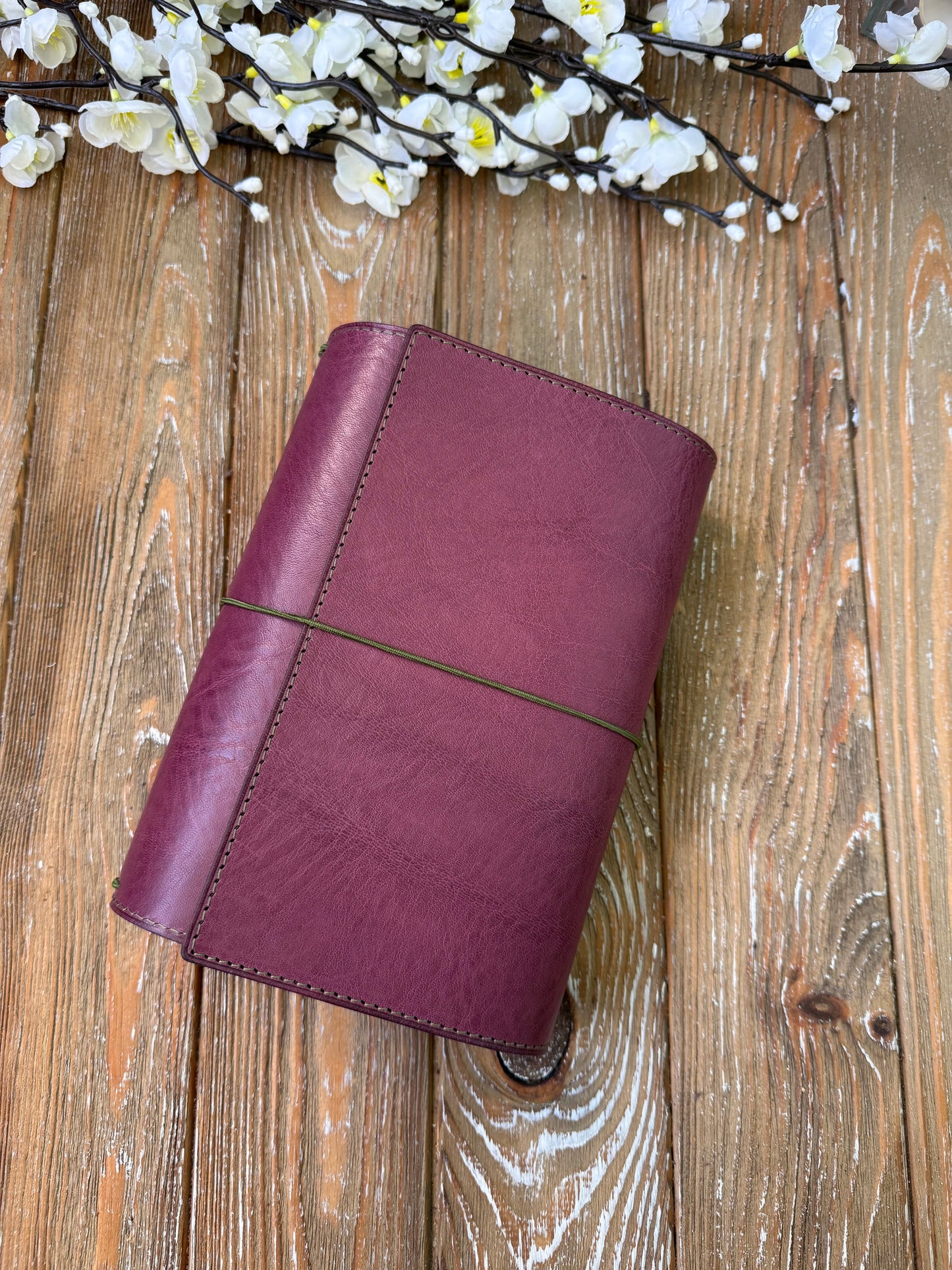 Veg tan and nubuck leather traveler's notebook cover