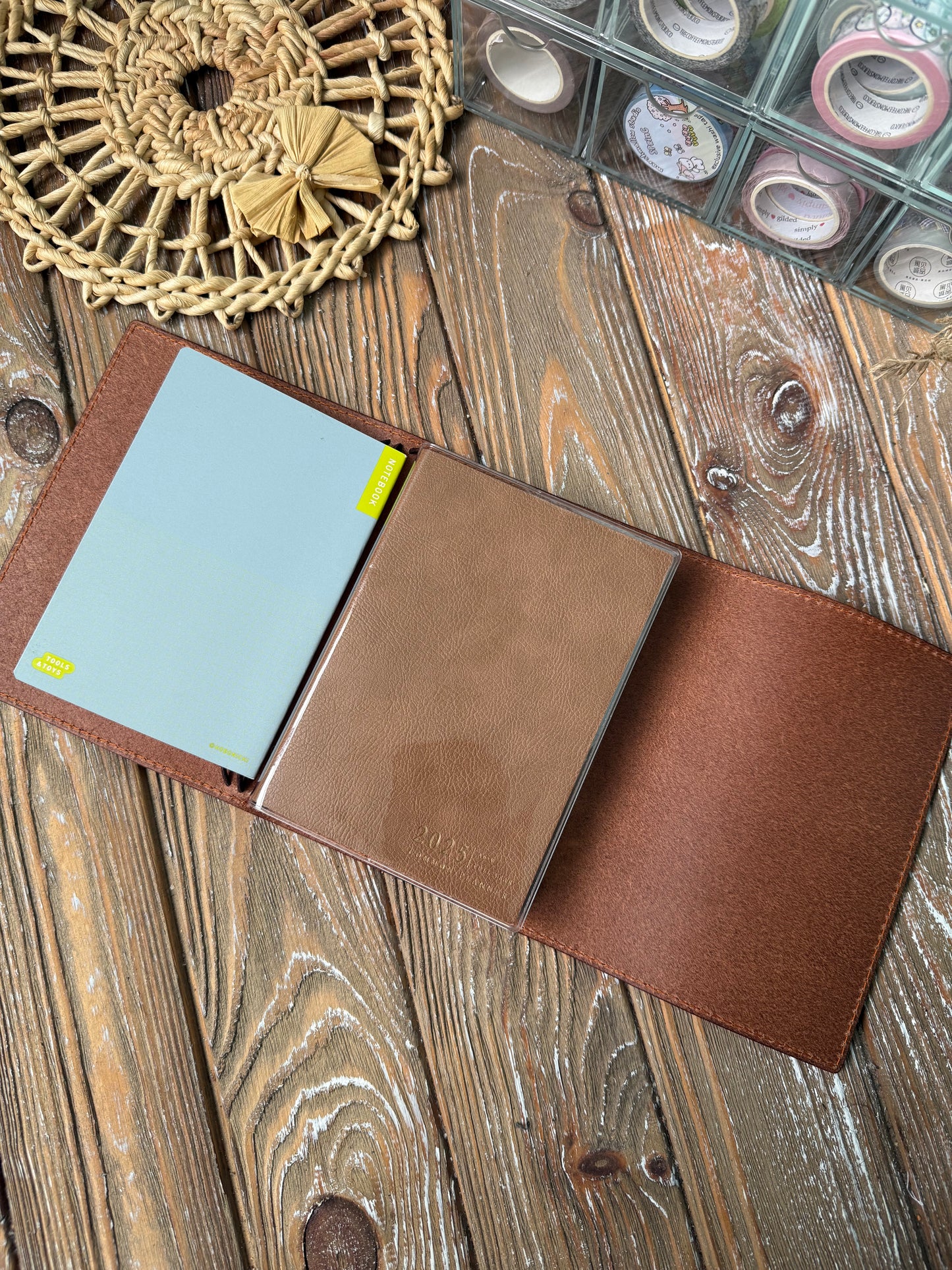 italian veg tan leather notebook cover minimalist