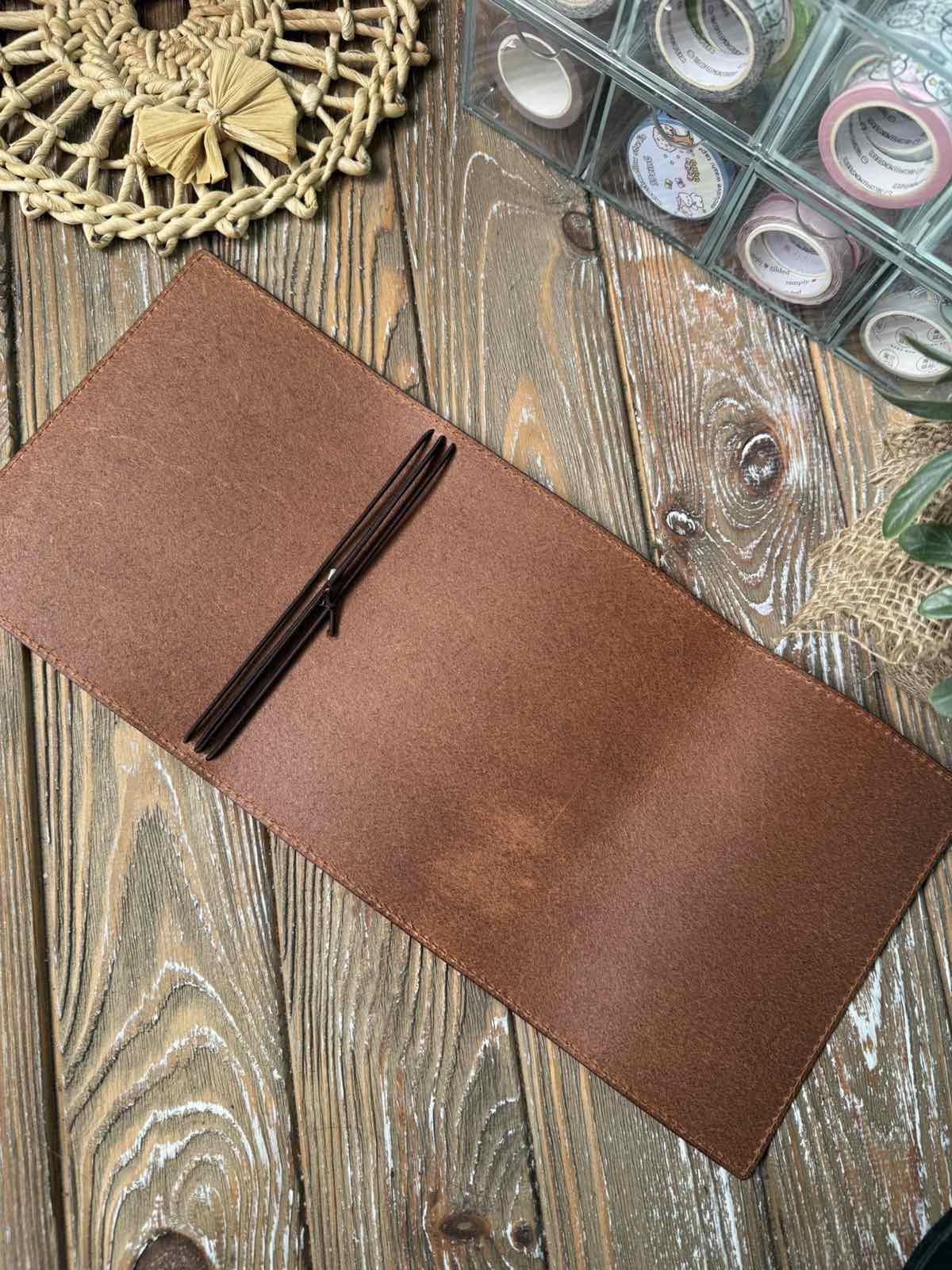 slim leather notebook cover trifold design
