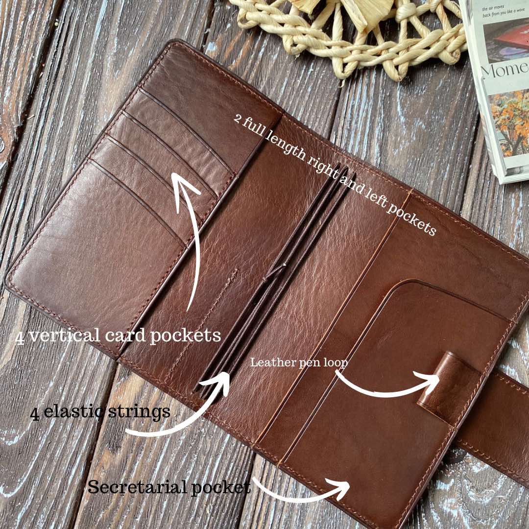 Pocket TN XL Leather Cover – Fits Moleskine Weekly/Daily – Snap Closure